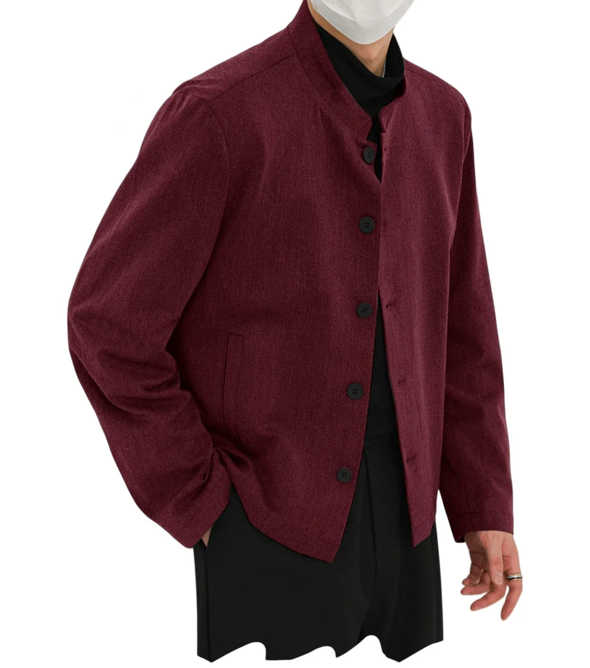 Men's Linen Blazer Stand Collar Slim Fit Suit Jacket Lightweight Breathable Soft Business Casual Daily Sport Coat for Spring