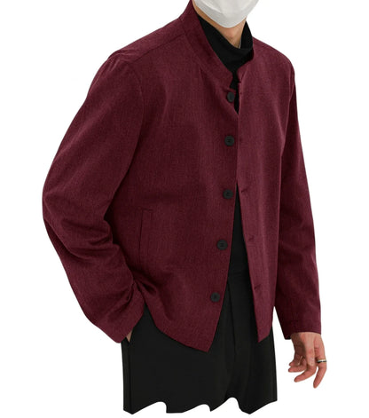 Men's Linen Blazer Stand Collar Slim Fit Suit Jacket Lightweight Breathable Soft Business Casual Daily Sport Coat for Spring