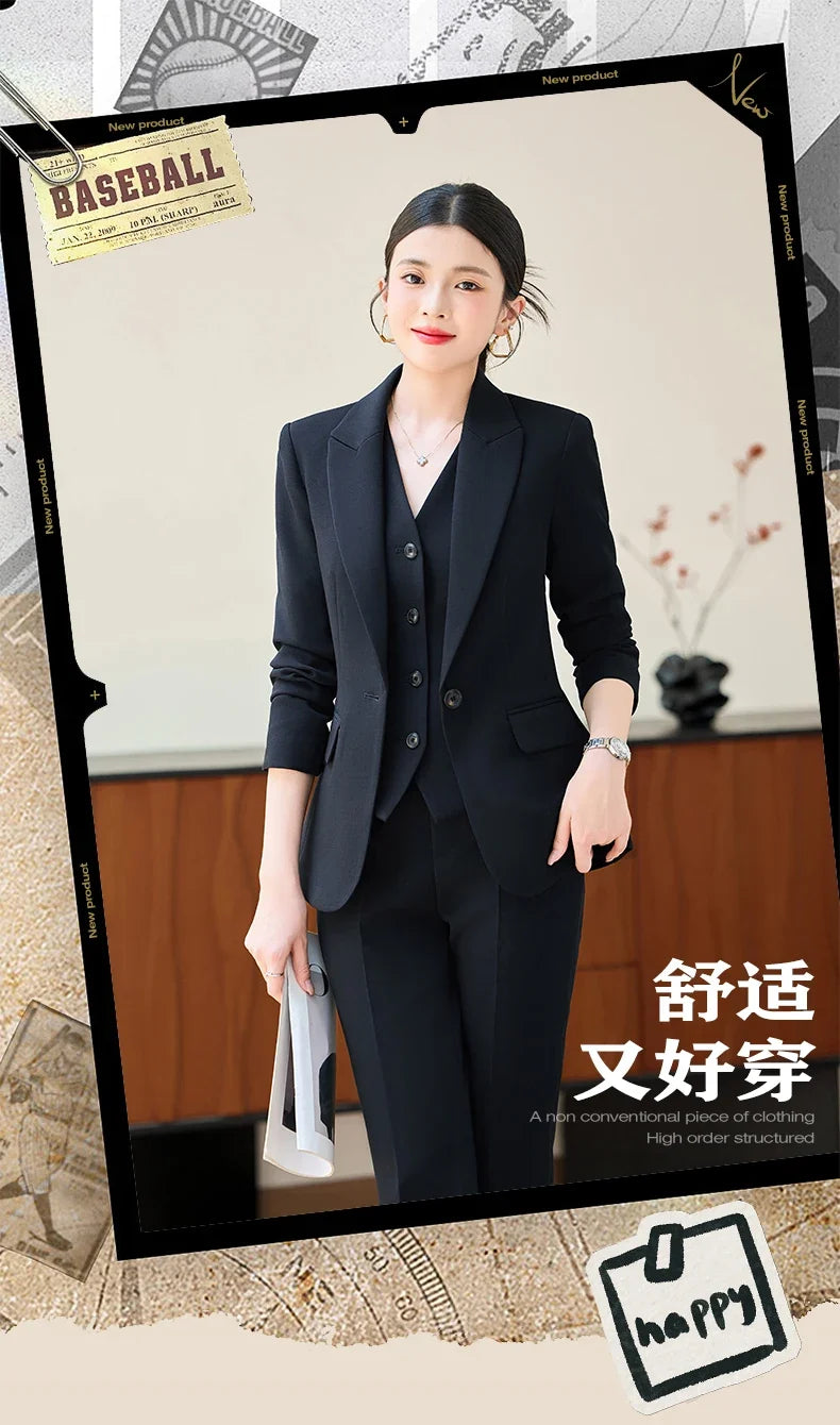 Fashionable professional women's two-piece pant+ suit jacket. Sophisticated elegant, slim fit comfortable. 2025 new style