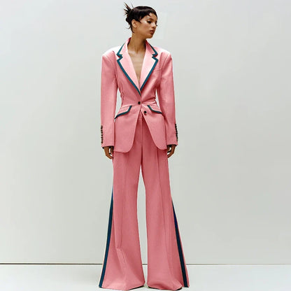 Women's Suit Slim Fit Two Piece(Blazer+Flare Trousers) Pants Set Professional Business Workwear Daily Outfit Suits for Ladies