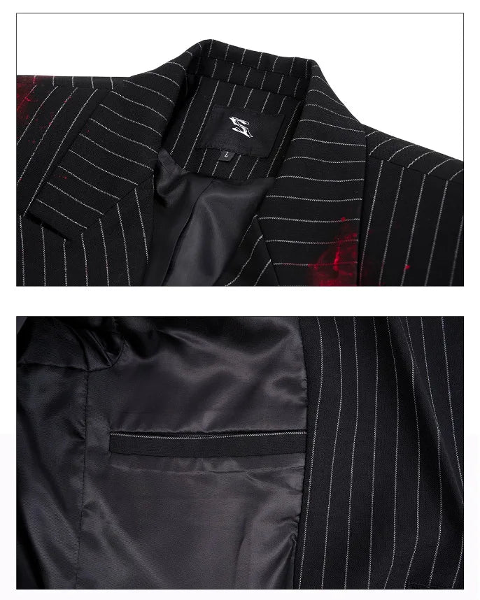 Ink Ejection Tie-dyed Pattern Stripe Printed Shoulder Pad Blazer Coat Men 2025 New Original Luxury Handsome Jacket JY4551