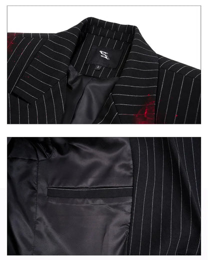 Ink Ejection Tie-dyed Pattern Stripe Printed Shoulder Pad Blazer Coat Men 2025 New Original Luxury Handsome Jacket JY4551