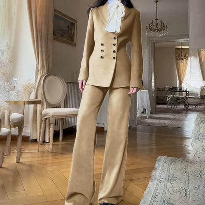 2025 New Women Casual Blazer Suit Set with Double-breasted Office Formal Pant Suit Separates Slim Fit Custom Made Traje de Mujer