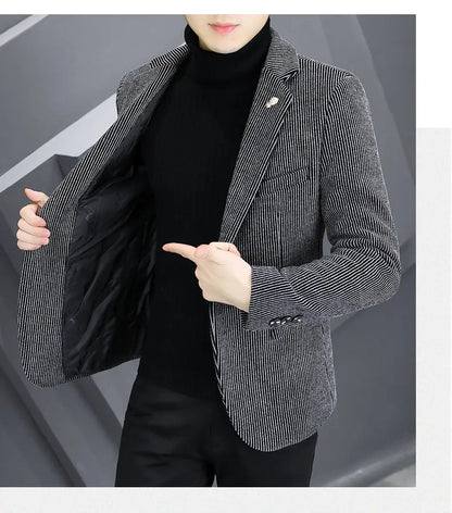 Blazer Autumn and Winter Men Fashionable Outdoor Wedding Slimming Business Casual Korean Version Golden Mink Velvet Girl Blazer