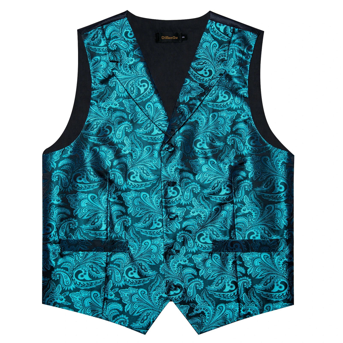 Men's Paisley Suit Vest – Single-Breasted Waistcoat with Tie, Handkerchief & Cufflinks for Weddings & Banquets