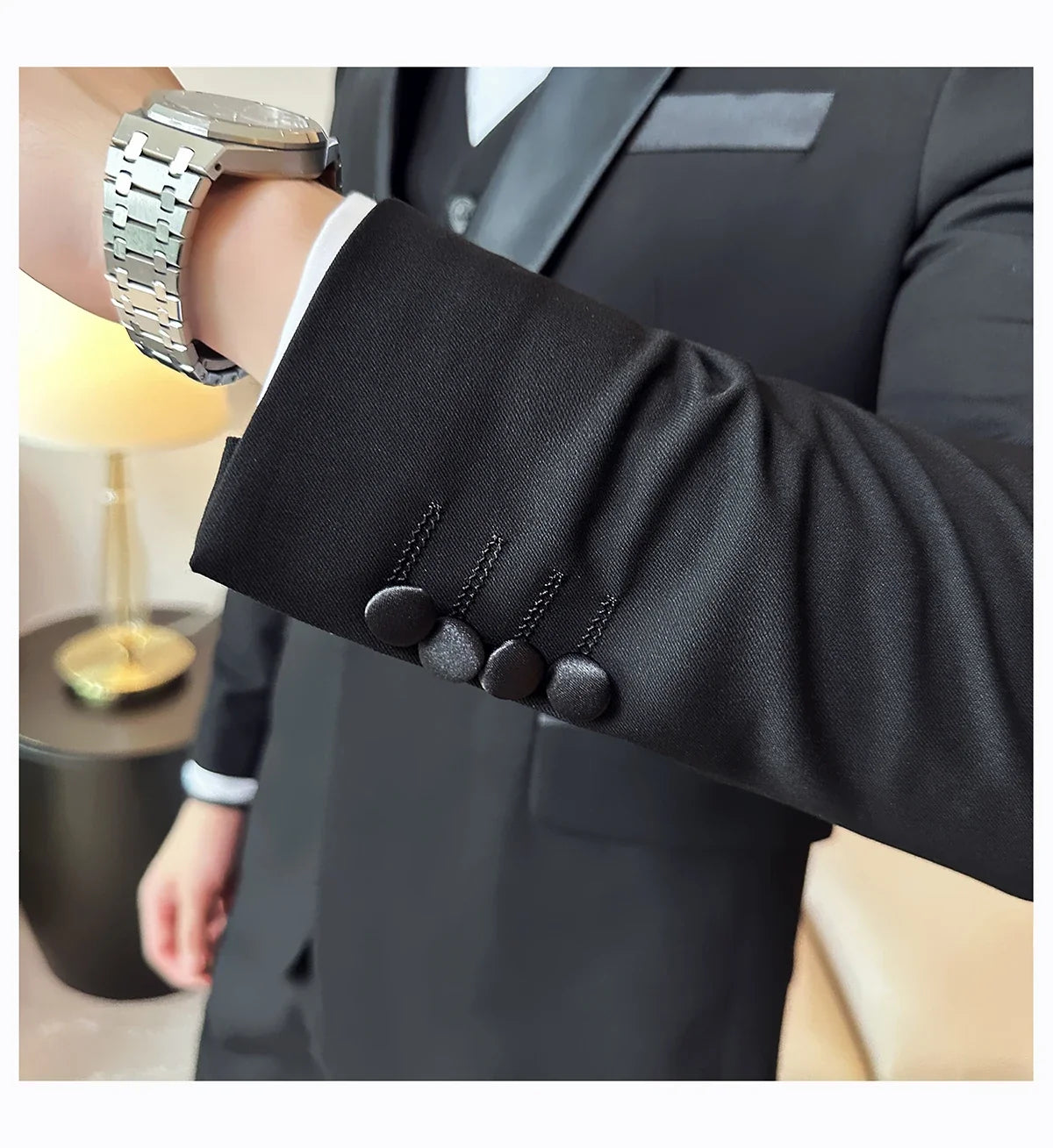 Plus Size 6XL 5XL Men Formal Business Suit 3 Set Pieces Classic Slim Fit Business Suits Sets Autumn Men Wedding Party Tuxedo