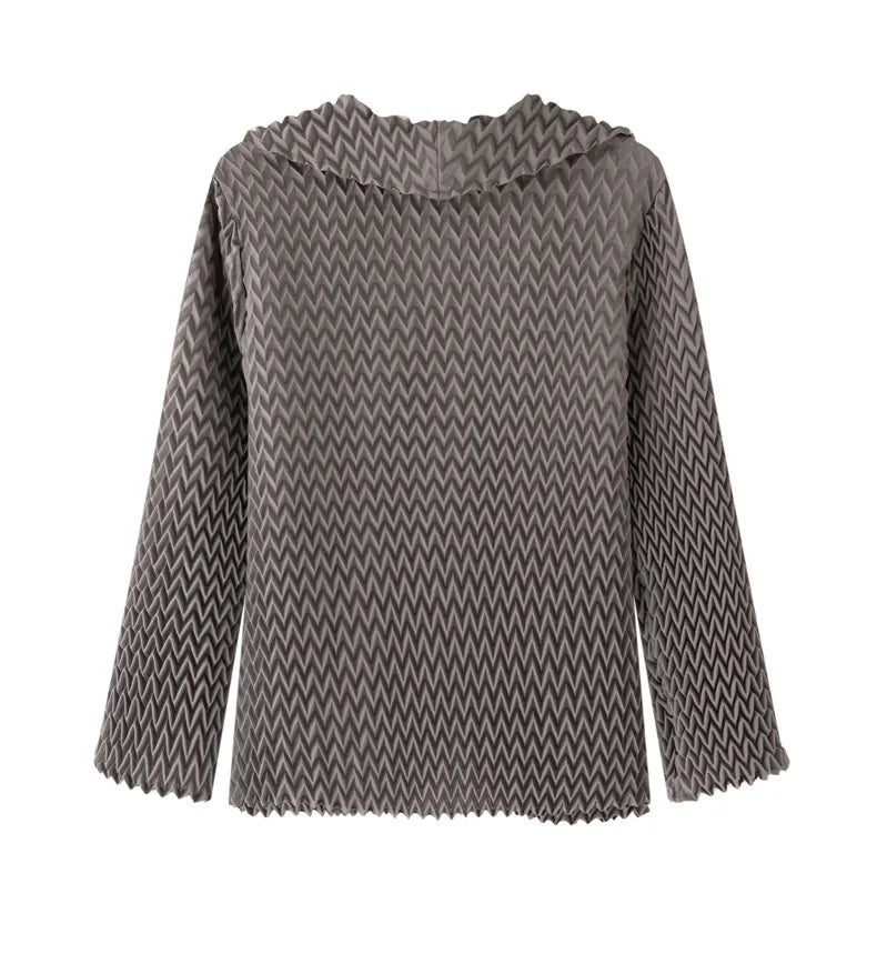 Pleats Original High-end Simple Solid Wave Pleated Small Suit Casual Versatile Long-sleeved Short Jacket Female Spring