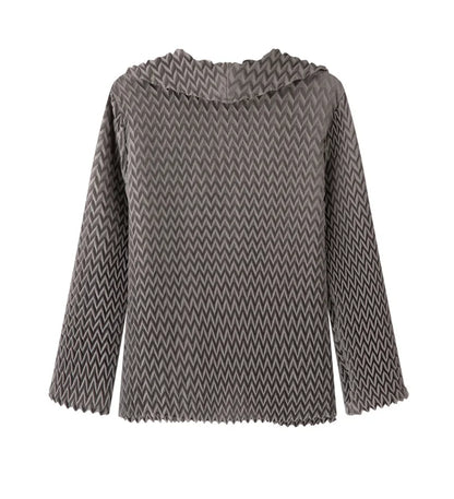 Pleats Original High-end Simple Solid Wave Pleated Small Suit Casual Versatile Long-sleeved Short Jacket Female Spring