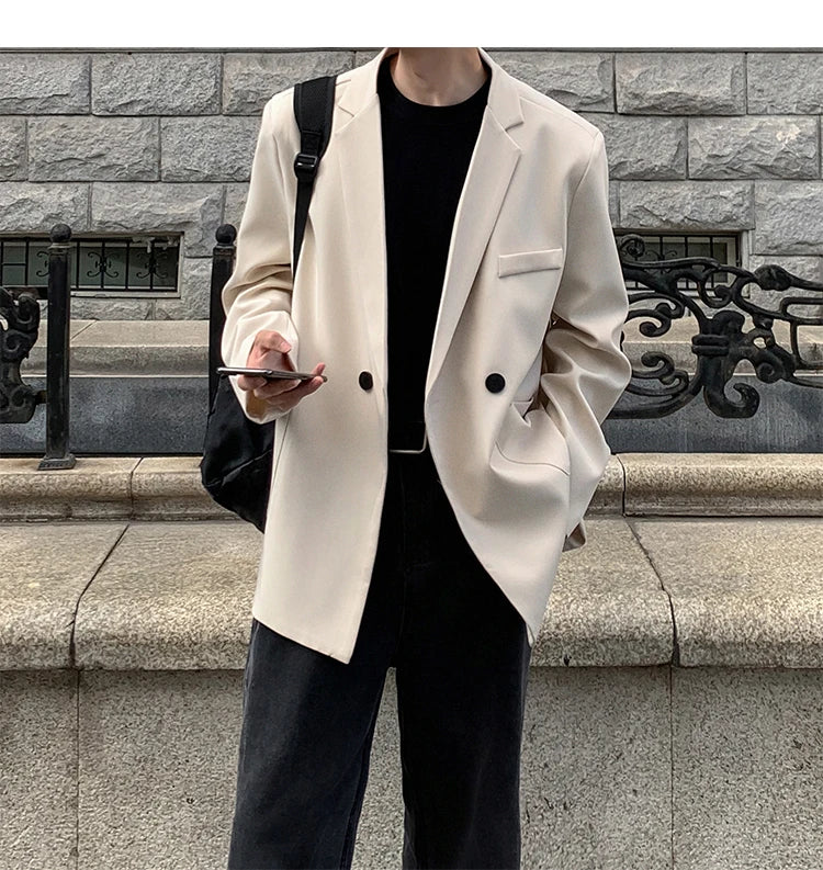 Blazers Men Casual Loose Suit Jackets Male Korean Leisure Daily Streetwear All-match Simple Suit-tops  blazer mascullino