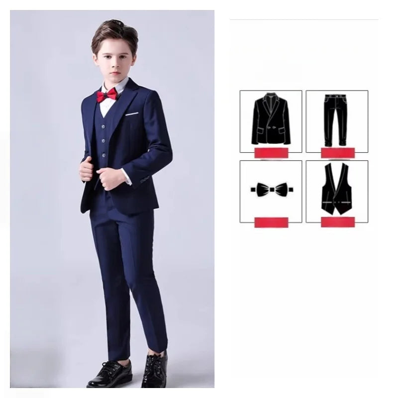 School Kids Piano Host Performance Suit Set Flower Boys Wedding Dress Spring Children's Birthday Party Photography Costume