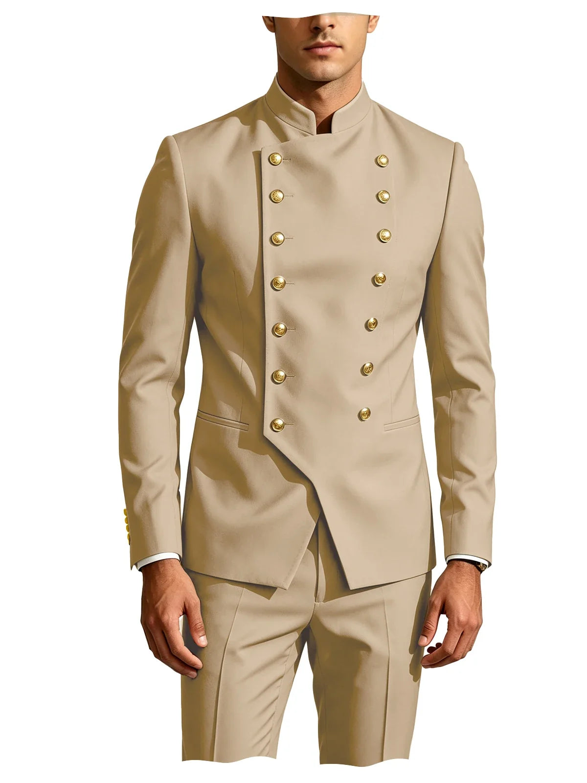 Men's Suit 2-Piece Double Breasted Slim Fit Blazer Pants Set for Wedding