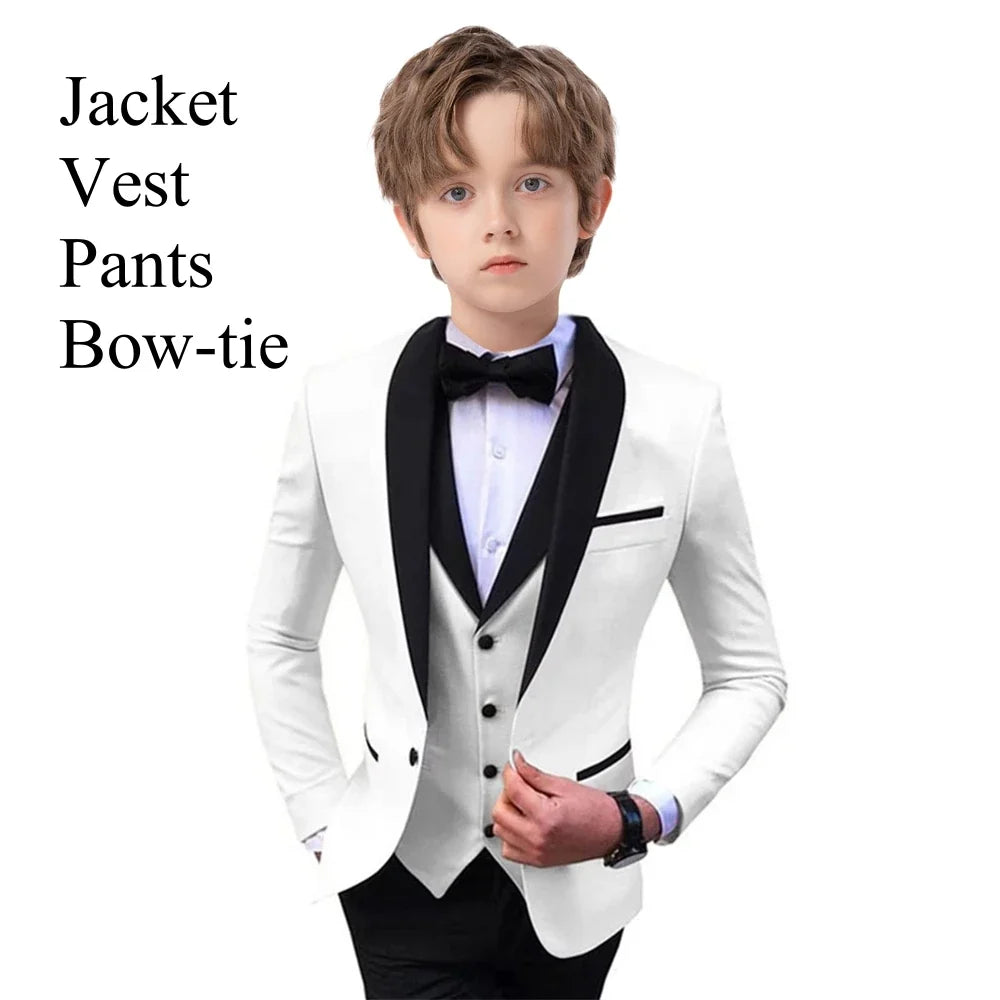 Boys 3-Piece Slim Fit Suit Set for Kids Wedding Prom and Formal Occasions