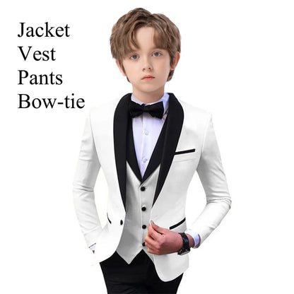 Boys 3-Piece Slim Fit Suit Set for Kids Wedding Prom and Formal Occasions