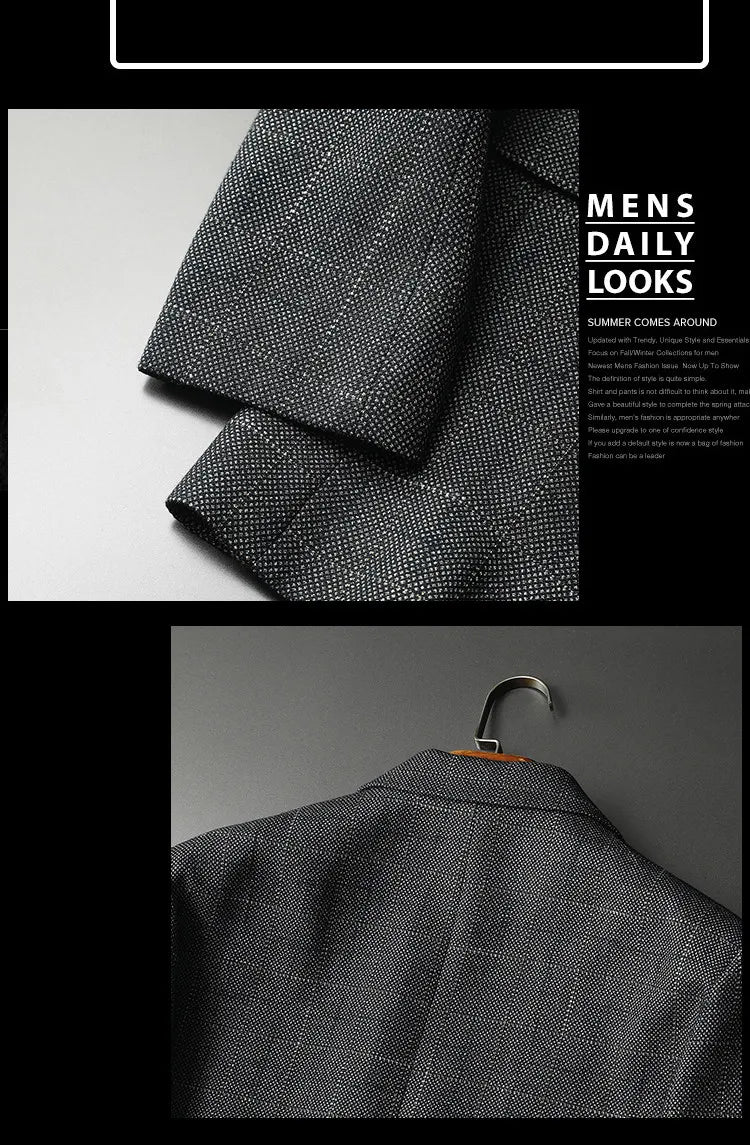 Spring Autumn Classic Checkered Suit Jacket Men Slim Fit Casual Business Office Uniform Formal Jacket Wedding Groom Men Blazers