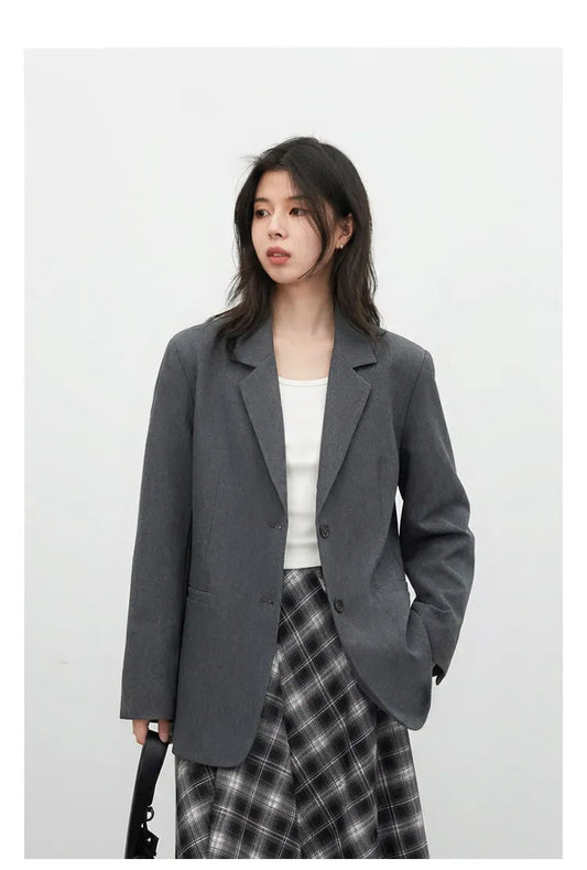 CHIC VEN New Women Blazers Solid Single-breasted Loose Casual Female Suit Jacket Office Ladies Coat Spring Autumn 2026