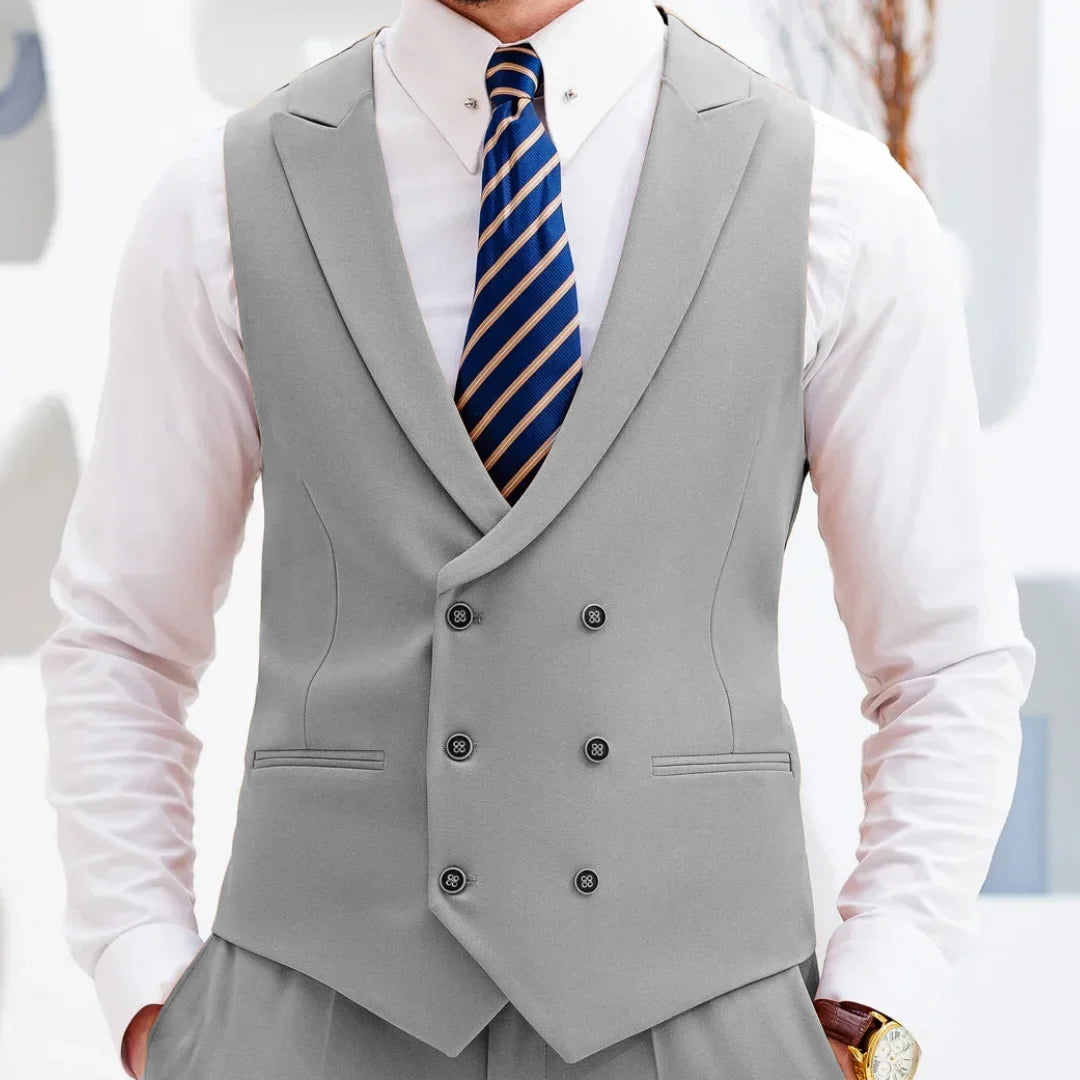 Men's Double Breasted Vest Formal Lapel Waistcoat for Wedding & Special Occasions