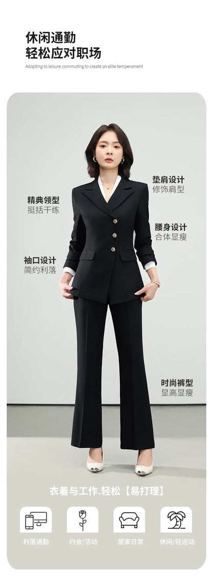 Fashionable professional women's wear, exquisite elegant two-piece suit jacket + pants, new style for autumn/winter 2025