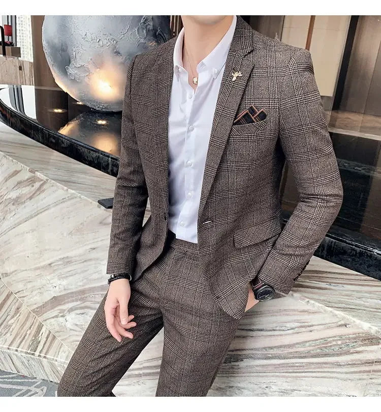 Men's Hemp Linen Suit (Blazer + Pants) – Smart Casual British Style for Business, Wedding & Everyday Wear