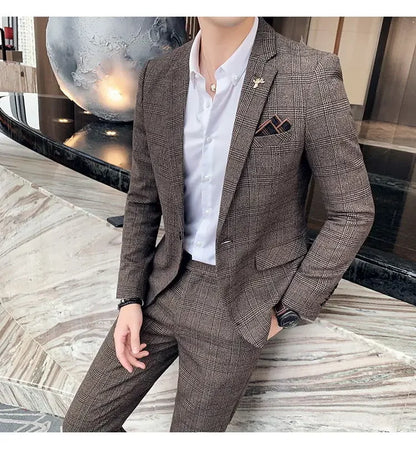 Men's Hemp Linen Suit (Blazer + Pants) – Smart Casual British Style for Business, Wedding & Everyday Wear