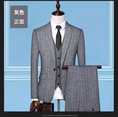 Men's 3-Piece Suit Slim Fit Blazer Vest Trousers Smart Casual Business Formal