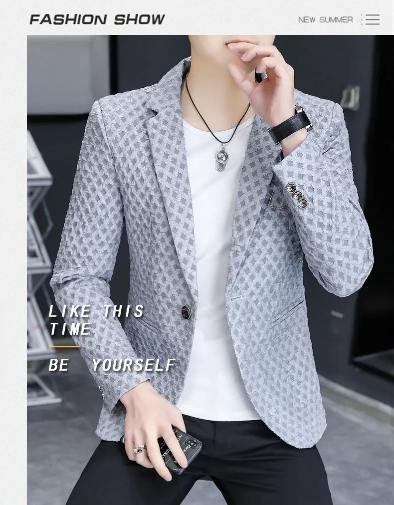 Blazer Men's Fashion Outdoor Travel Gentleman Wedding Slimming Business Versatile Trendy Casual Korean-style Formal Wear Blazer