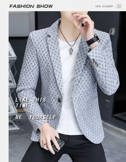 Blazer Men's Fashion Outdoor Travel Gentleman Wedding Slimming Business Versatile Trendy Casual Korean-style Formal Wear Blazer