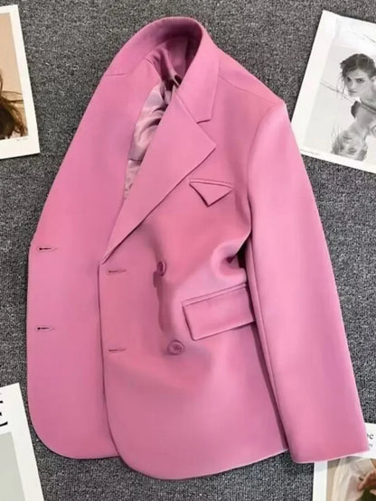 Women's Korean Fashion Long Sleeve Blazer Spring Autumn Casual Loose Office Coat Versatile Street Trend Blazer for Women