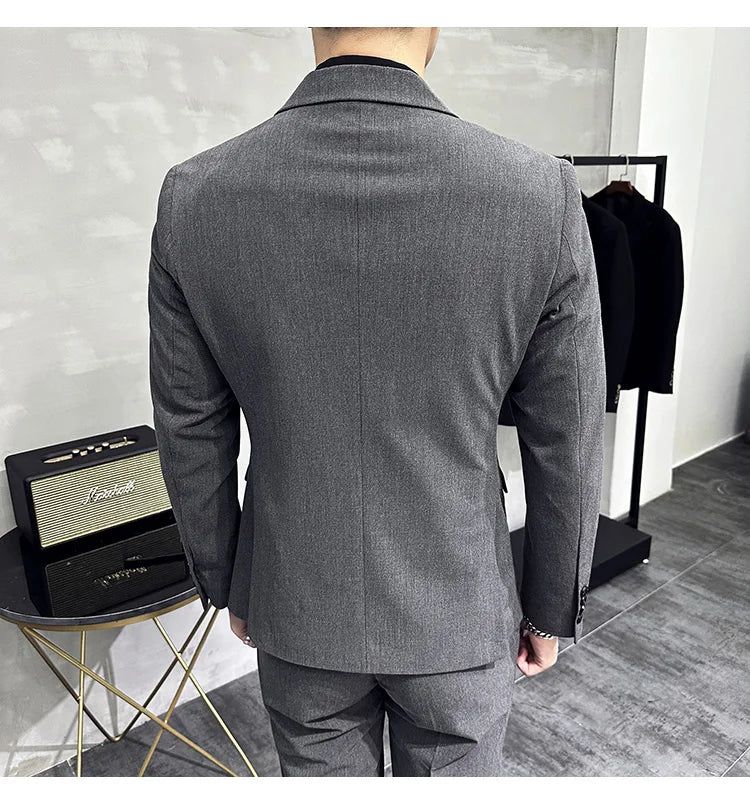 Men's Double-Breasted 2-Piece Suit – Slim Fit, Formal Business & Wedding