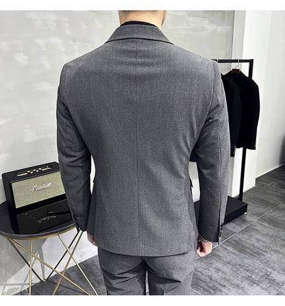 Men's Double-Breasted 2-Piece Suit – Slim Fit, Formal Business & Wedding