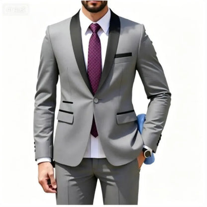 Ensemble costume homme - Costume de cérémonie pour homme - Ensemble 2 pièces pour tenue de marié - Costume homme pour tenue d'affaires, de mariage, de banquet