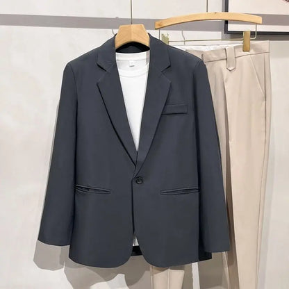 Men 2026 Korean Style Loose Blazer Spring Autumn Versatile Casual Suit Jacket Trendy Handsome Outerwear