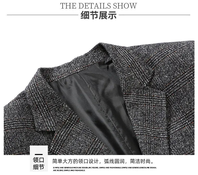 Blazer Autumn and Winter Men's Fashion Business Outdoor Travel Checkered Wedding Youth Slimming Casual High Formal Wear Blazer