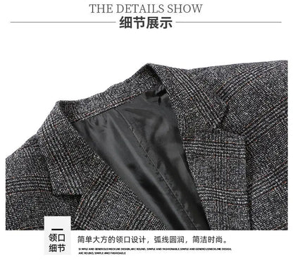 Blazer Autumn and Winter Men's Fashion Business Outdoor Travel Checkered Wedding Youth Slimming Casual High Formal Wear Blazer