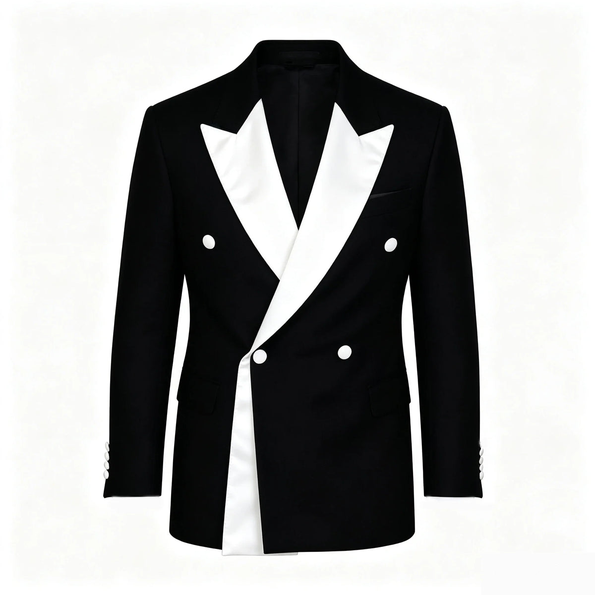 Men's Wedding Formal Suit Blazer Slim Fit Business Double Breasted Jacket Black British Style Tuxedo Dinner Party Prom Suit Coat