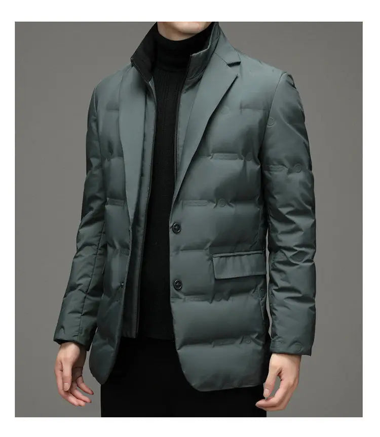 High Quality Men's Handsome down Jacket with Scarf Collar M-6XL Big Plus Size for Middle-Aged Dad Fashionable Outerwear