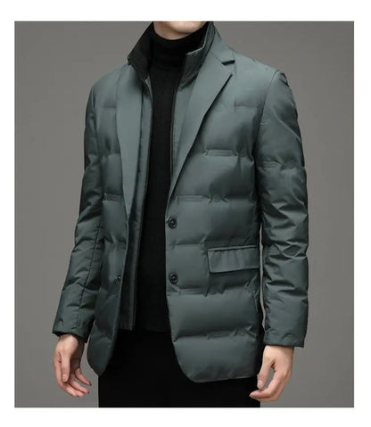 High Quality Men's Handsome down Jacket with Scarf Collar M-6XL Big Plus Size for Middle-Aged Dad Fashionable Outerwear