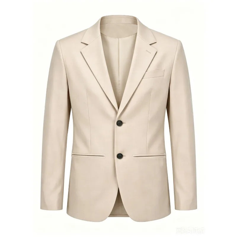 Man Blazer Korean Slim Simple Solid Color Turn Down Collar Male Suit Outerwear Business Casual Long Sleeeve Men Coat