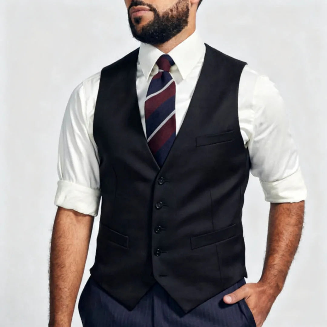 Men's Formal Vest – Single Breasted V-Neck Suit Waistcoat for Weddings & Business