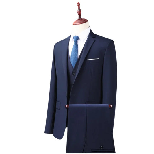 Men's Single Breasted Formal Suit Set – Smart Casual Wedding & Banquet Wear in Solid Colors