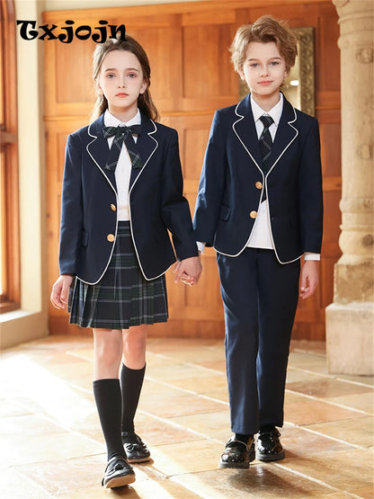Newest School Uniform 4 Pieces For Boys And Girls 110-180cm Formal Elegant Kids Suit Set Choir Performance Wear In Stocks