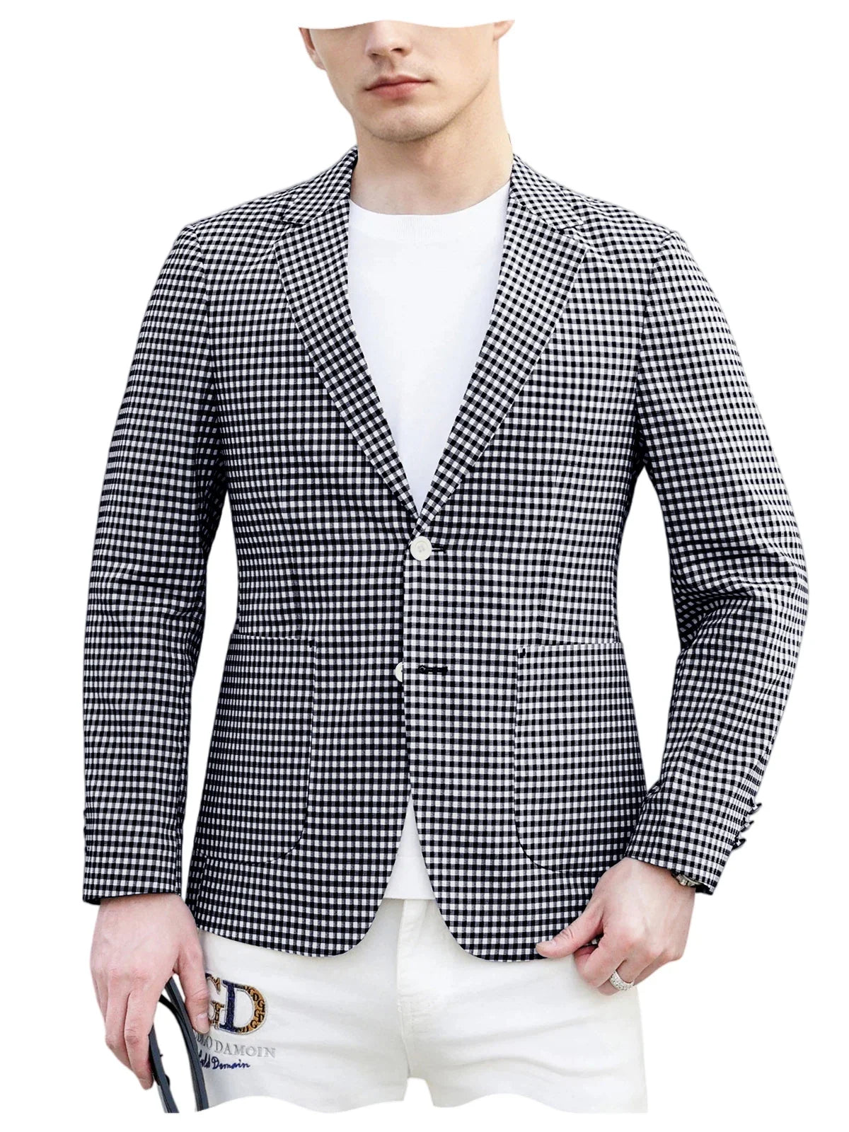 Men's Plaid Blazer Slim Fit Business Casual Checkered Suit Jacket Lightweight Notched Lapel Sport Coats for Office Daily Wear