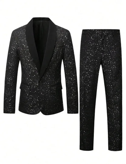 High-quality Fashionable Banquet Party Men's Clothing - European-style Shiny Banquet Stylish Men's Suit Sets