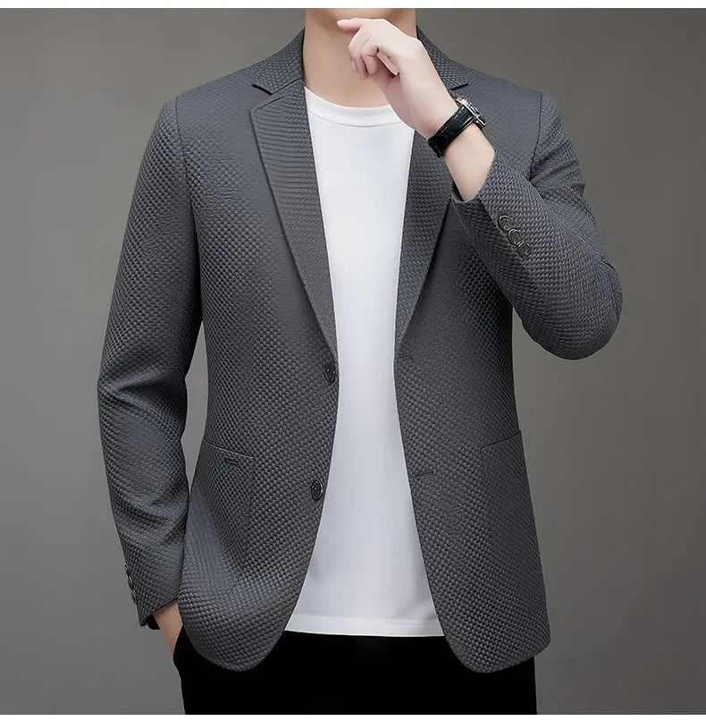 Men's Slim Fit Plaid Blazer for Weddings, Business & Casual Wear – Single Breasted
