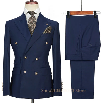 Men's Single Breasted Formal Suit Set – Turndown Collar Blazer for Wedding & Business