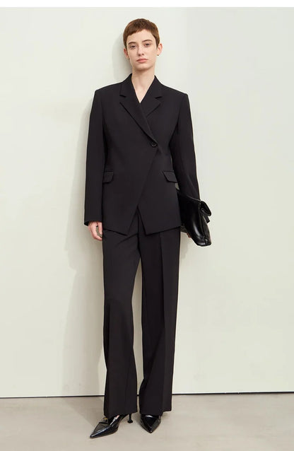 Minimalism 2024 Autumn New Blazers Women Notched Basic Quality Fashion Long Professional Jacket Women's Clothing 12443051