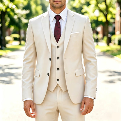 Costume Homme Slim 3 Pièces Blazer Gilet et Pantalon Ensemble de Smoking Élegant de Haute Qualité Robe de Mariage Affaires