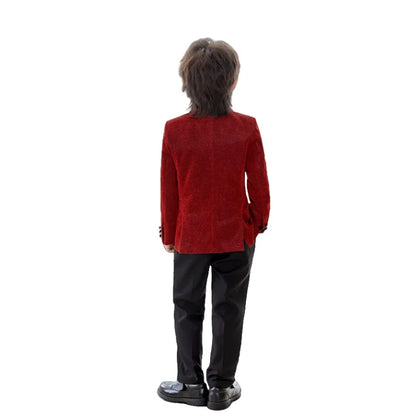 Spring Autumn Kids Blazer Vest Pants Bowtie 4Pieces Outfit Boy Birthday Party Wedding Host Piano Performance Costume