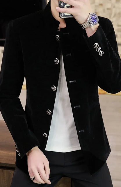Slim Fit Velvet Man Suits and Blazers Single Models Clothing Korean Style Clothes Gentleman Elegant Jacket for Men New in Coats