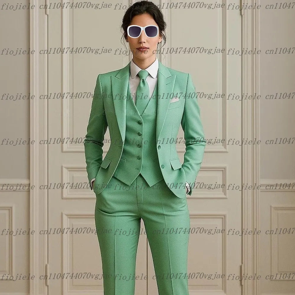 New Grey Formal Business Women Suit Wedding Party Prom Ladies Mother Girl Wife Tuxedos Costume 3 Piece Set Blazer Vest Pants
