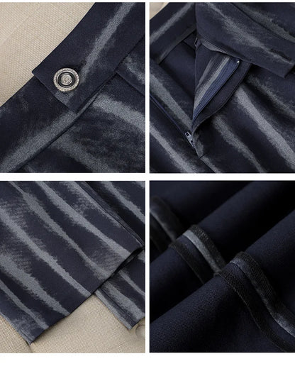 Fashion Autumn Winter Ladies Pant Suit Women Striped Female Business Work Wear Jacket Blazer and Trouser Formal 2 Piece Set